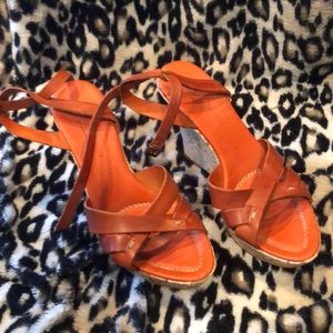 NORDSTROM! Snake skin/rust WEDGES/sandals